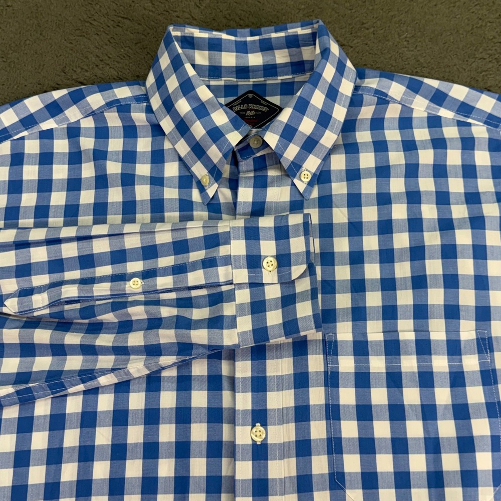 Bills Khakis Button Down Shirt Mens L Blue Gingham Classic Fit Long Sleeve